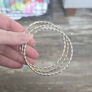 Gold/Silver Tone Twisted Hoop Bracelet Set - Women Jewelry